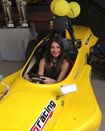 Benafsha Soonawalla in a racing car