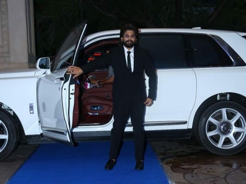 Allu Arjun coming out of his Rolls-Royce Cullinan car