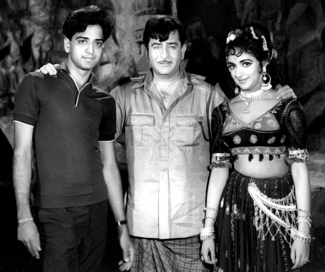Hema Malini and her brother, R.J.Chakravarti, with Raj Kapoor
