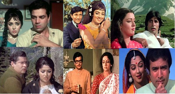 Hema Malini with her co-actors in different films