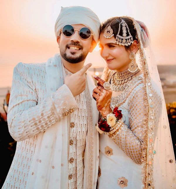 Riya Kishanchandani and Mudassar Khan on their wedding day