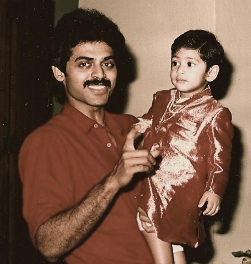 Rana Daggubati with his father (Childhood Picture)
