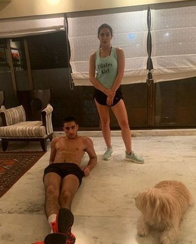 Sara Ali Khan With Her Brother and Pet Dog