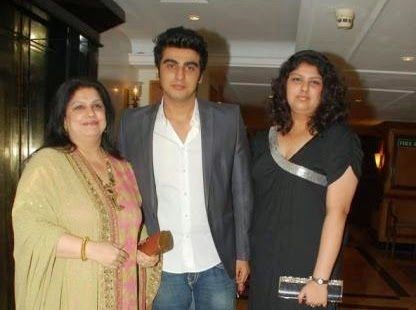 Young Arjun Kapoor with his mother and sister