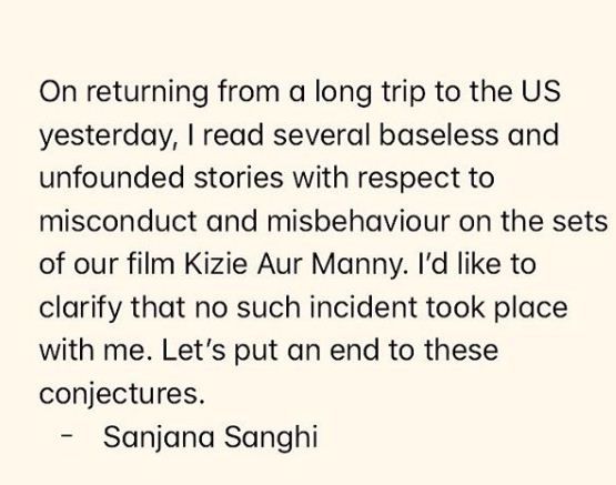 Sanjana Sanghi controversy