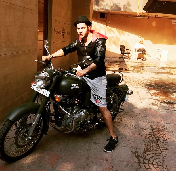 Varun Dhawan Posing on His Bike