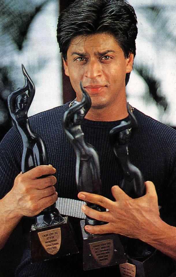 Shahrukh Khan Holding Filmfare Awards