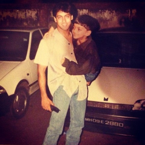 A childhood picture of Zaheer Iqbal with Salman Khan