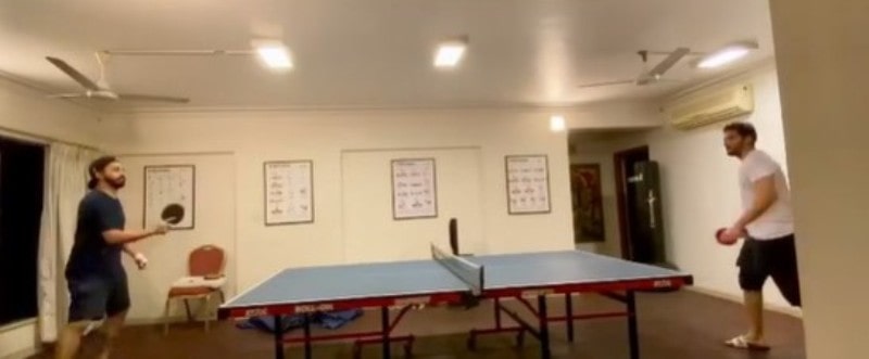 Zaheer Iqbal playing table tennis with his friend