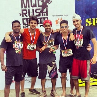 Zaheer Iqbal with his friends after running a marathon