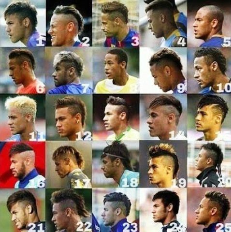 Neymar different hairstyles