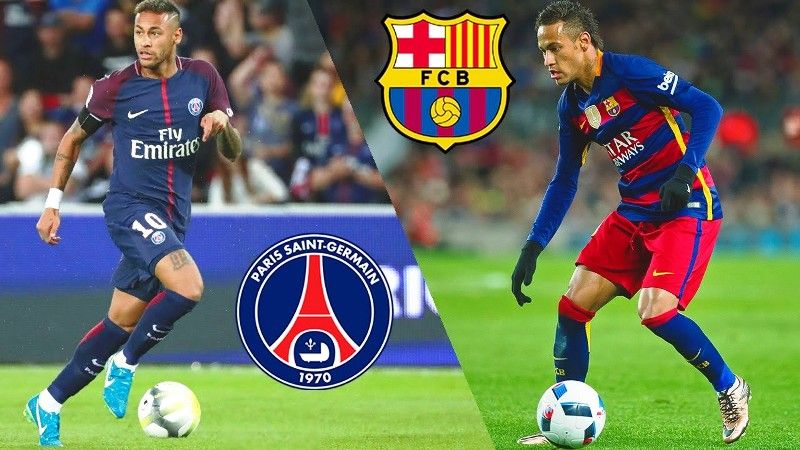 Neymar in Barcelona(left) vs Paris Saint Germain(right)