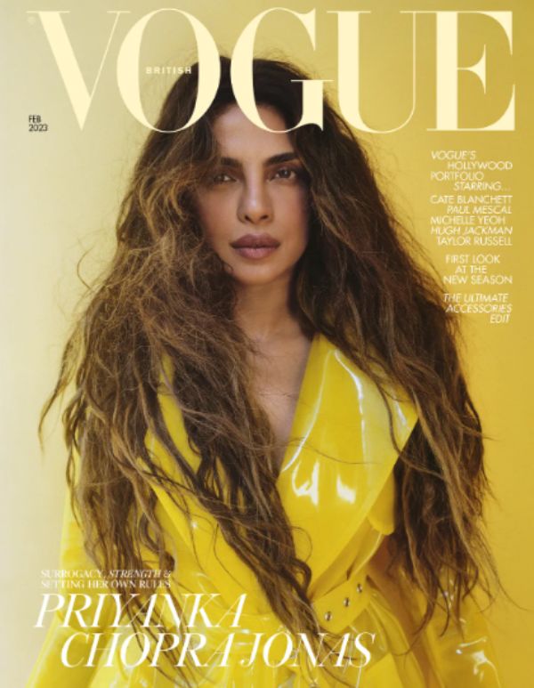 Priyanka Chopra on the cover of British Vogue magazine in its February 2023 edition