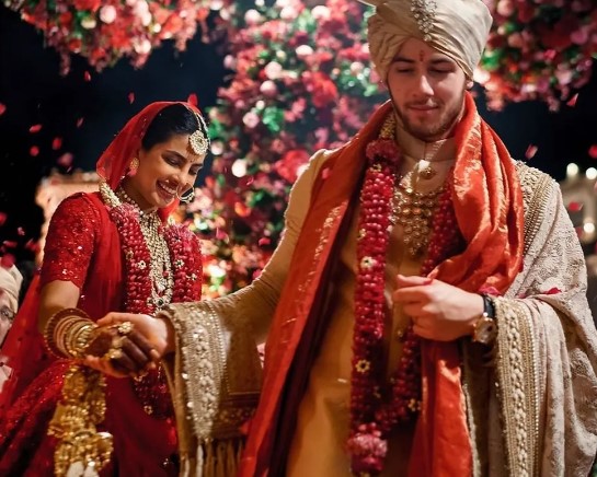 Priyanka and Nick on their wedding day