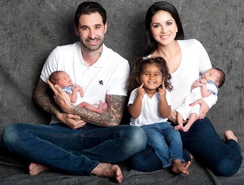 Sunny Leone with her husband Daniel Weber and children