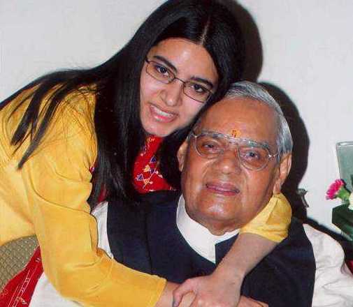 Niharika Bhattacharya with her grandfather Atal Bihari Vajpayee