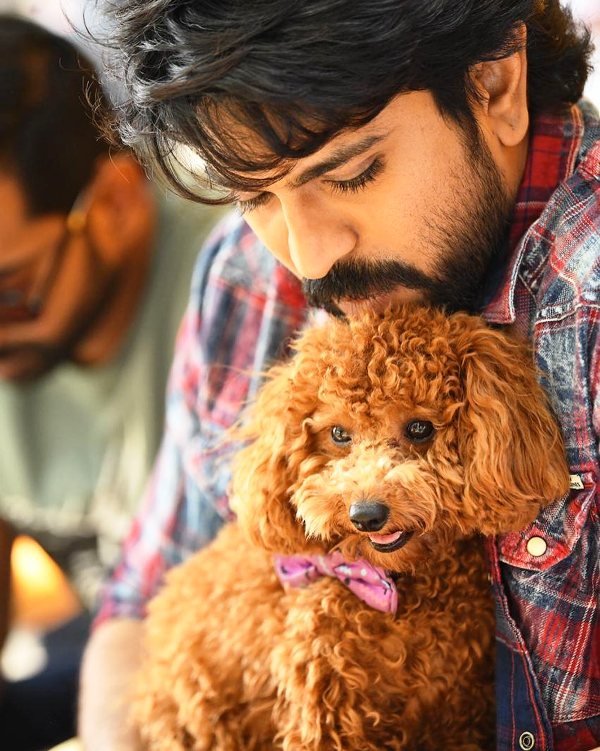 Ram Charan with his pet poodle Rhyme