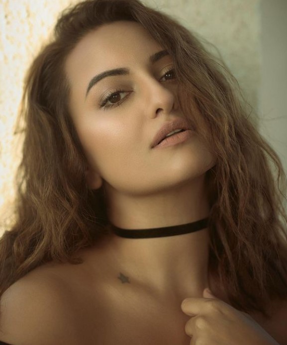 Sonakshi Sinha featuring a tattoo on her collarbone