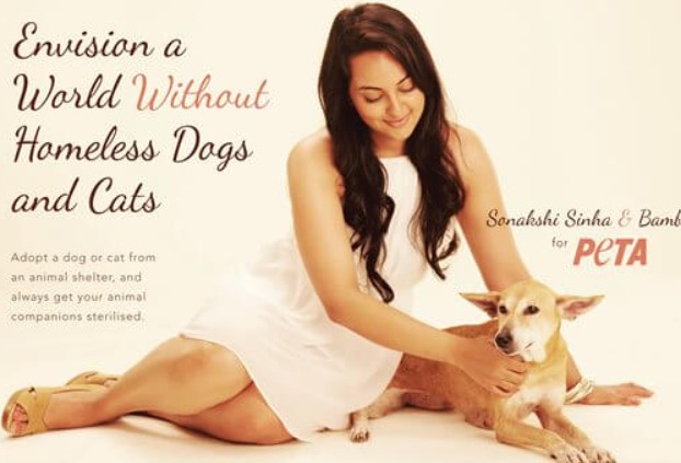 Sonakshi Sinha while promoting PETA