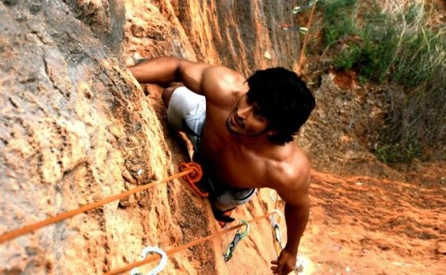 Vidyut Jammwal Climbing Rock