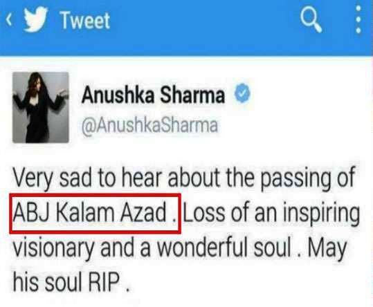 Anushka Sharma tweet on APJ Abdul Kalam