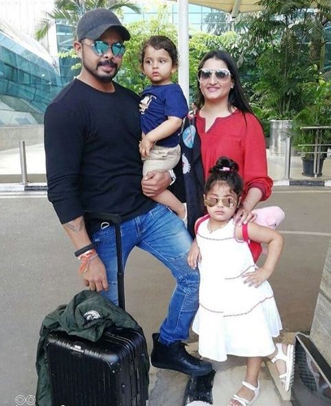 Sreesanth with his wife and children