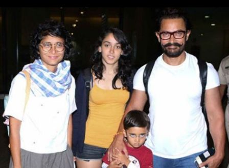 Aamir Khan With His Wife, Daughter; Ira Khan, and Son; Azad Khan