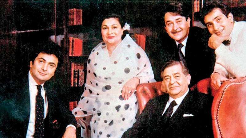 Krishna Kapoor with her husband and sons