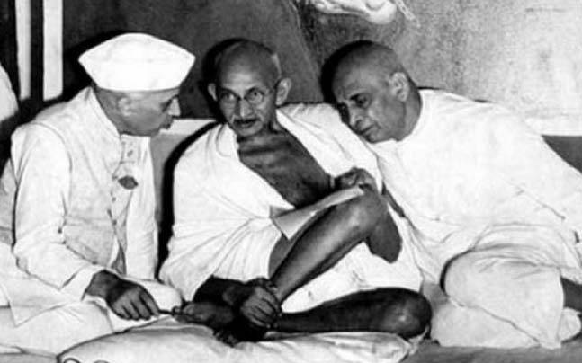 Mahatma Gandhi, Sardar Patel, and Jawaharlal Nehru