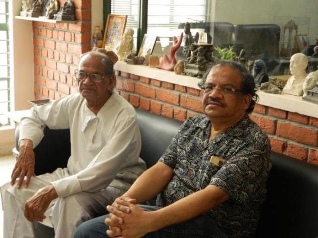 Ram Sutar (left) with his son Anil (right)