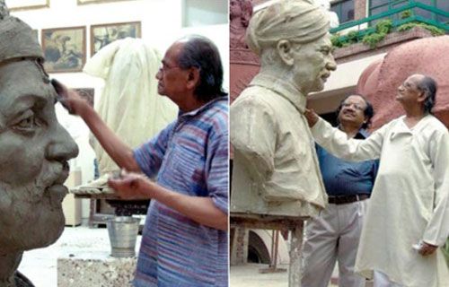 Ram V Sutar making sculptures