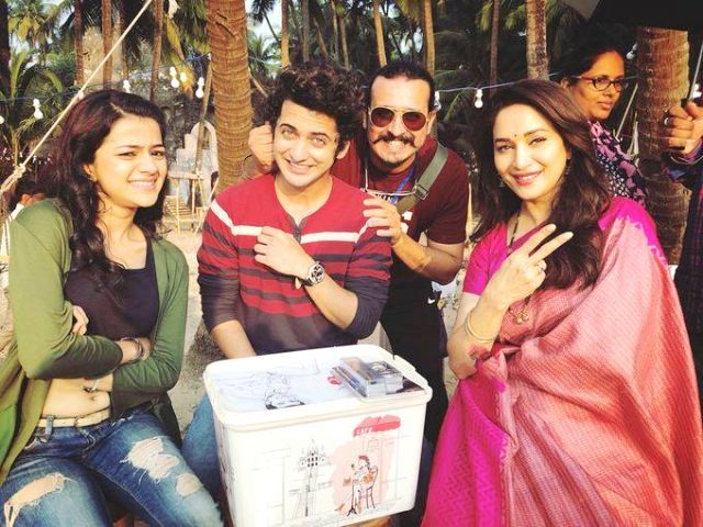 Sumedh Mudgalkar with Madhuri Dixit during the making of Bucket List