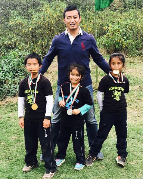 Bhaichung Bhutia with his children