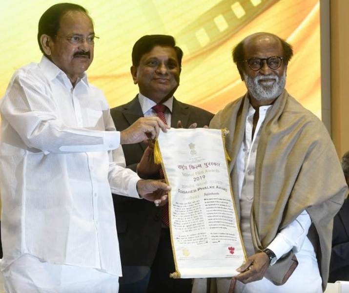 Rajinikanth receiving the prestigious Dadasaheb Phalke Award