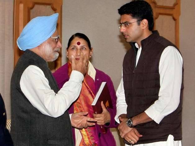 Sachin Pilot with the former Prime Minister Manmohan Singh