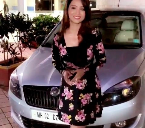 Adaa Khan poses with her Skoda car
