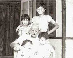 Arnab Goswami in his childhood with his grandfather and cousins
