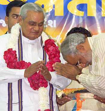 Modi with Atal Bihari Vajpayee