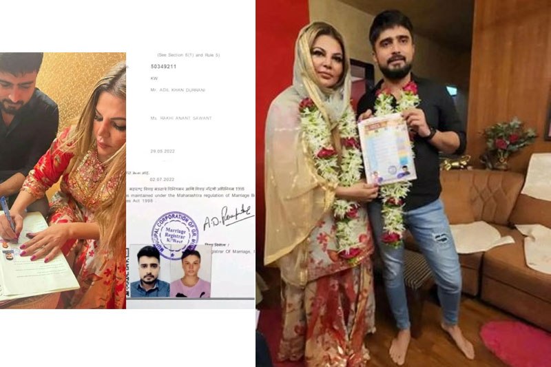 Rakhi Sawant showing her marriage certificate with her second husband, Adil