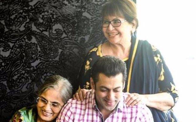 Salman Khan with his mother Salma (L) and step-mother Helen