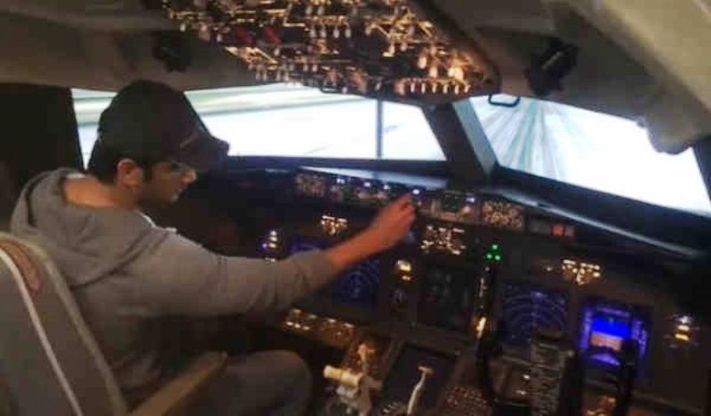 Sushant Singh Rajput in His Boeing 737 Fixed Base Flight Simulator