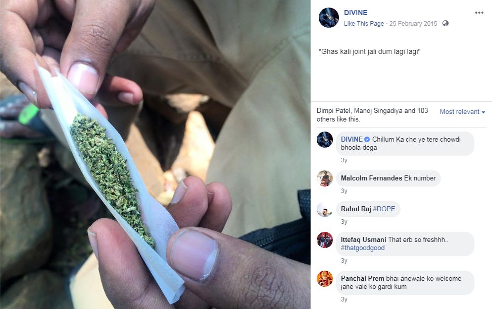 Divine's Facebook Post With Weed