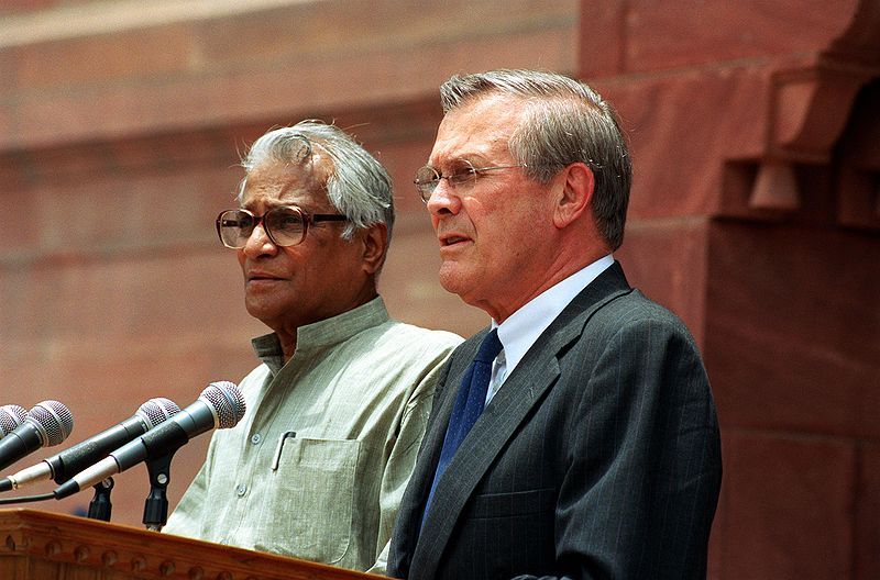 George Fernandes With US Defence Secretary, Donald Rumsfeld
