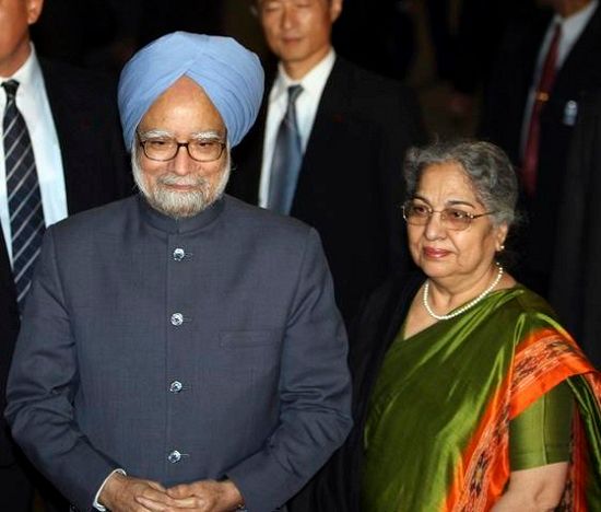 Gursharan Kaur with her husband Manmohan Singh