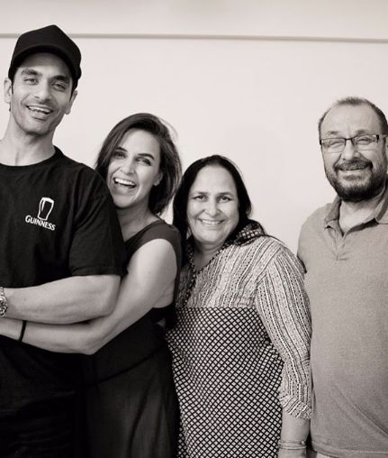 Neha Dhupia With Her Brother And Parents