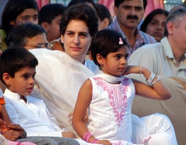 Priyanka Gandhi with her children