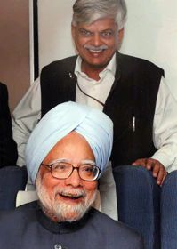 Sanjaya with Manmohan Singh in 2007