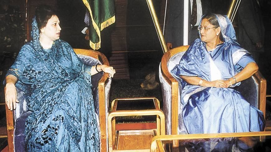 Sheikh Hasina with Khaleda Zia