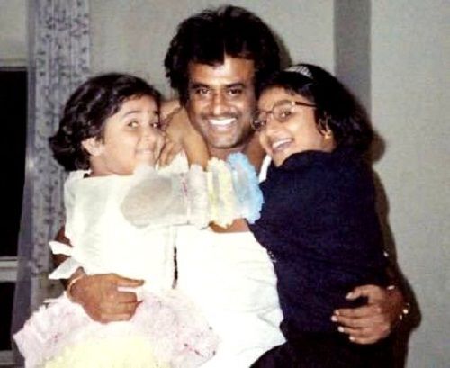 Soundarya Rajinikanth's childhood picture with her father Rajinikanth and sister Aishwarya R. Dhanush (Right)