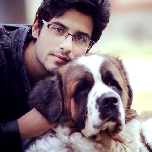 Abrar Qazi with his pet dog